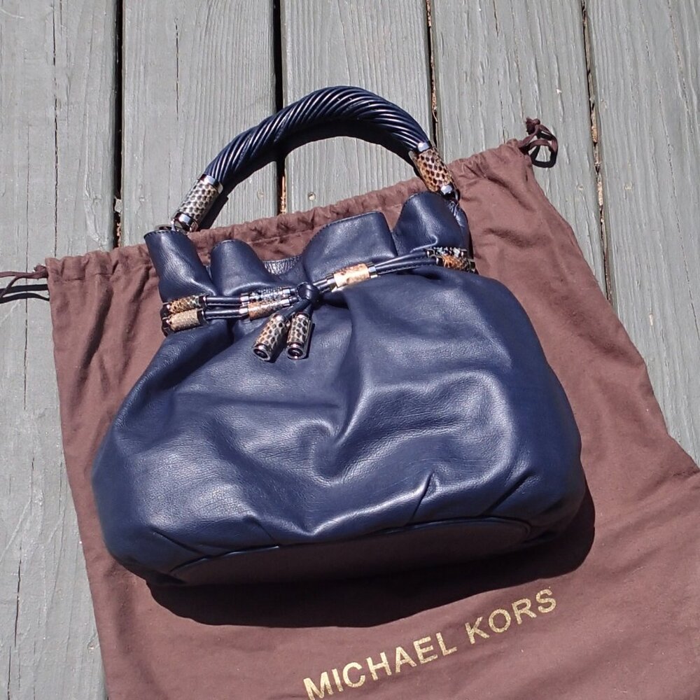 Michael Kors Navy Leather Hobo Bag